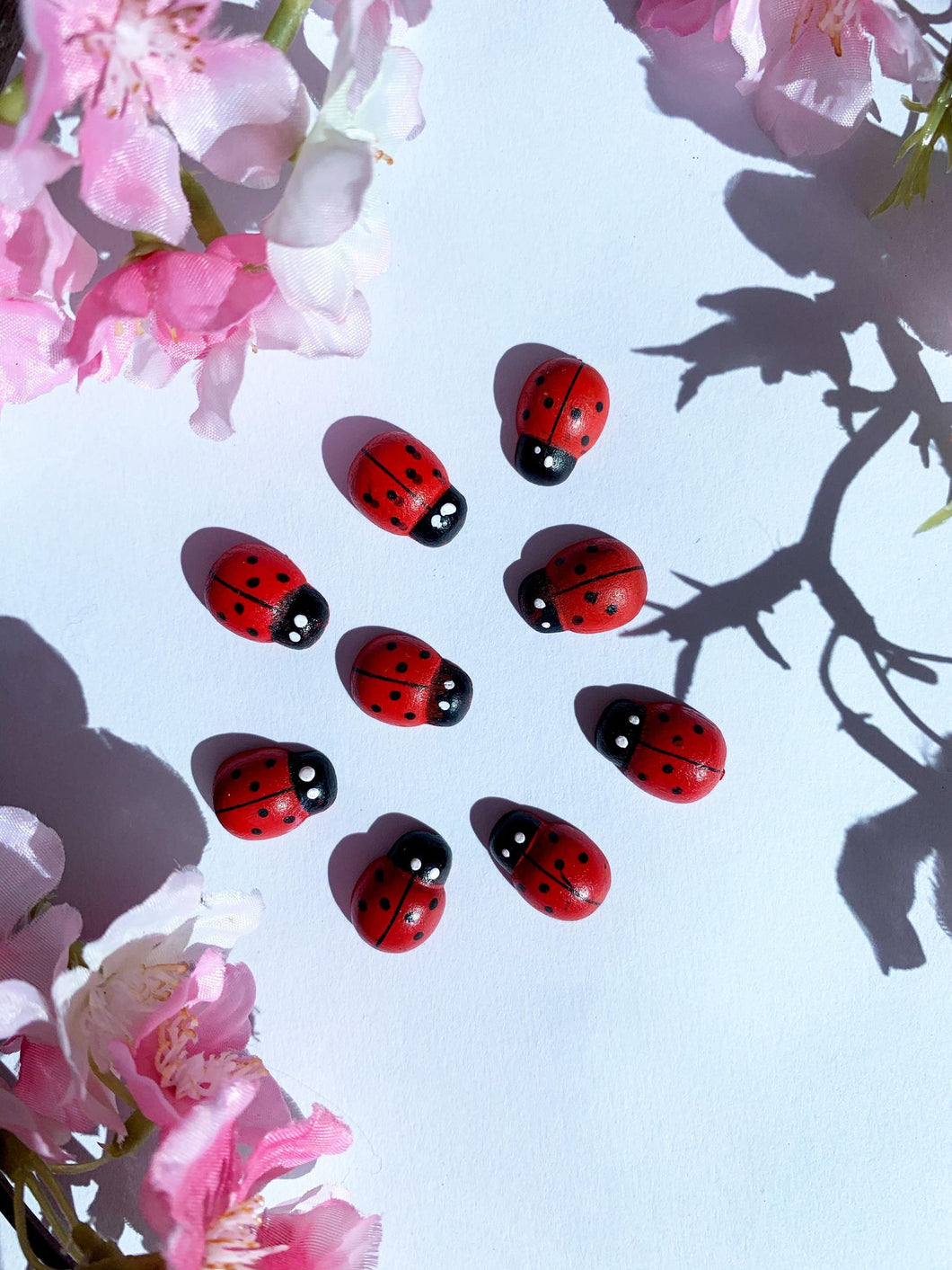 Red wooden lady bug 10 pack