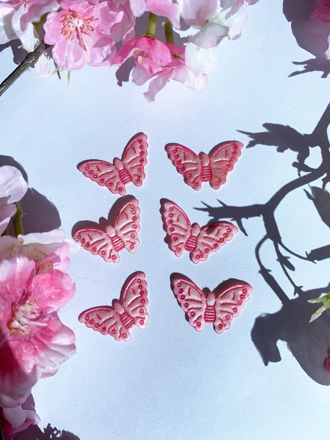 Pink flat butterfly 6 pack