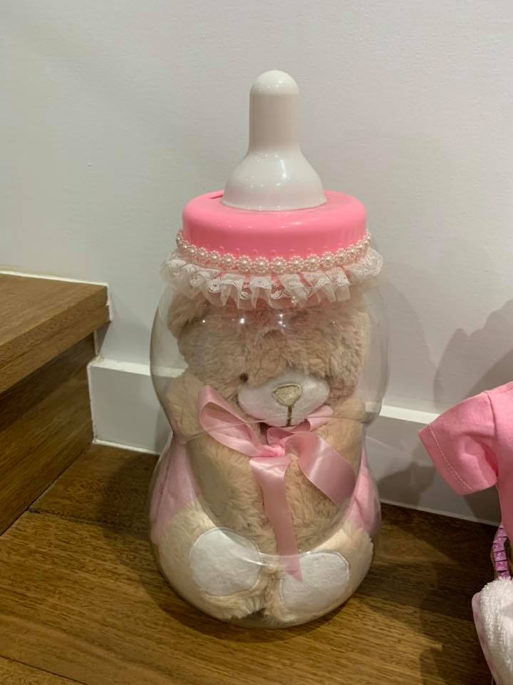 Baby girl bear in a bottle gift