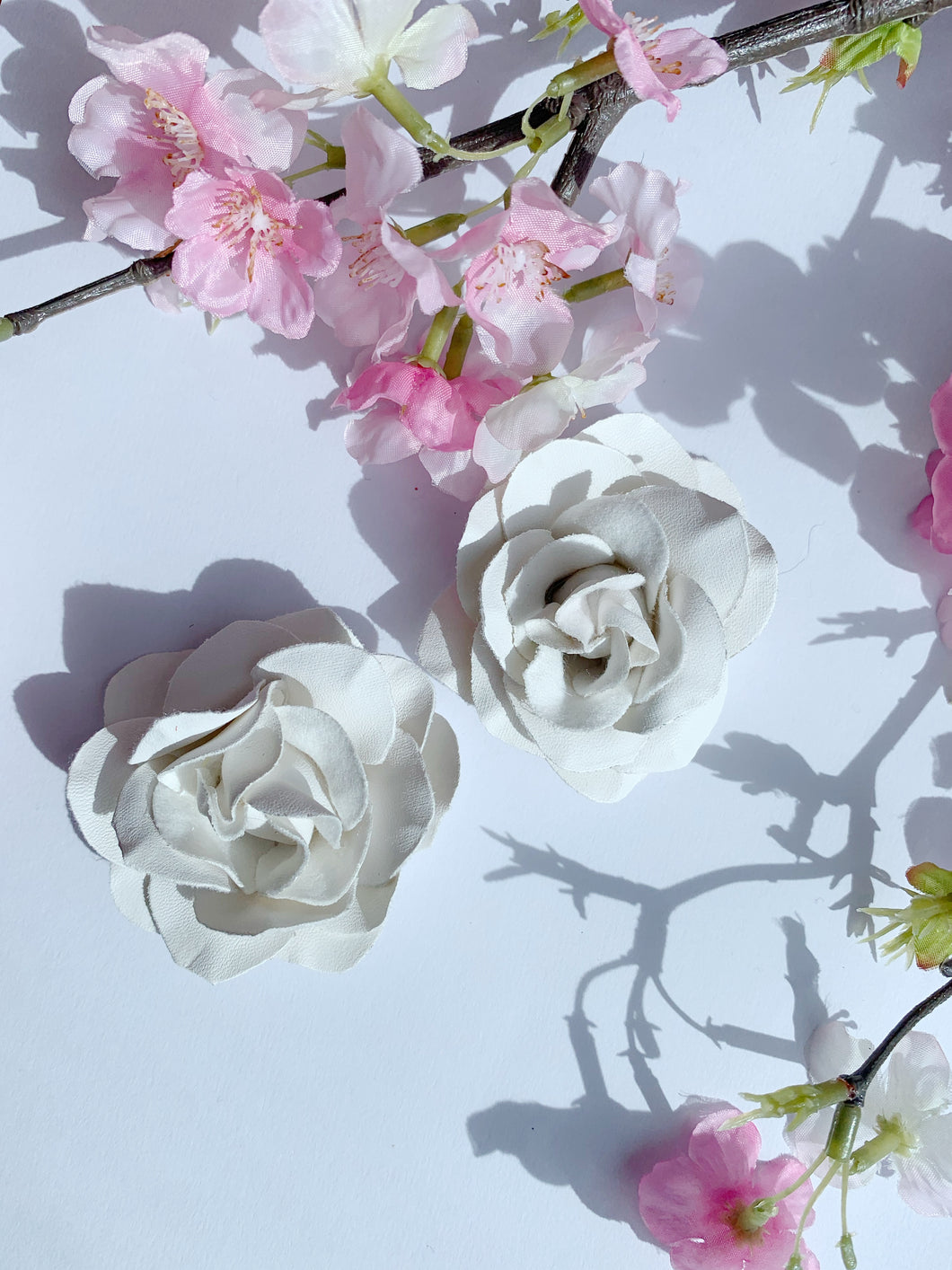 White leather flower 3 pack