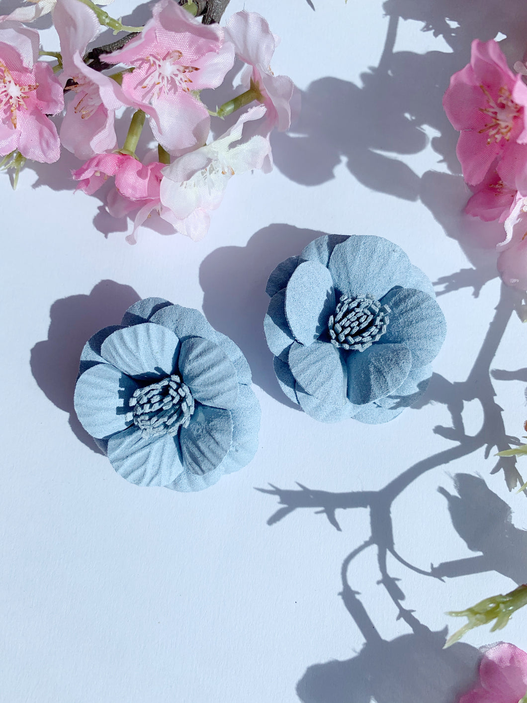 Blue leather flower 2 pack