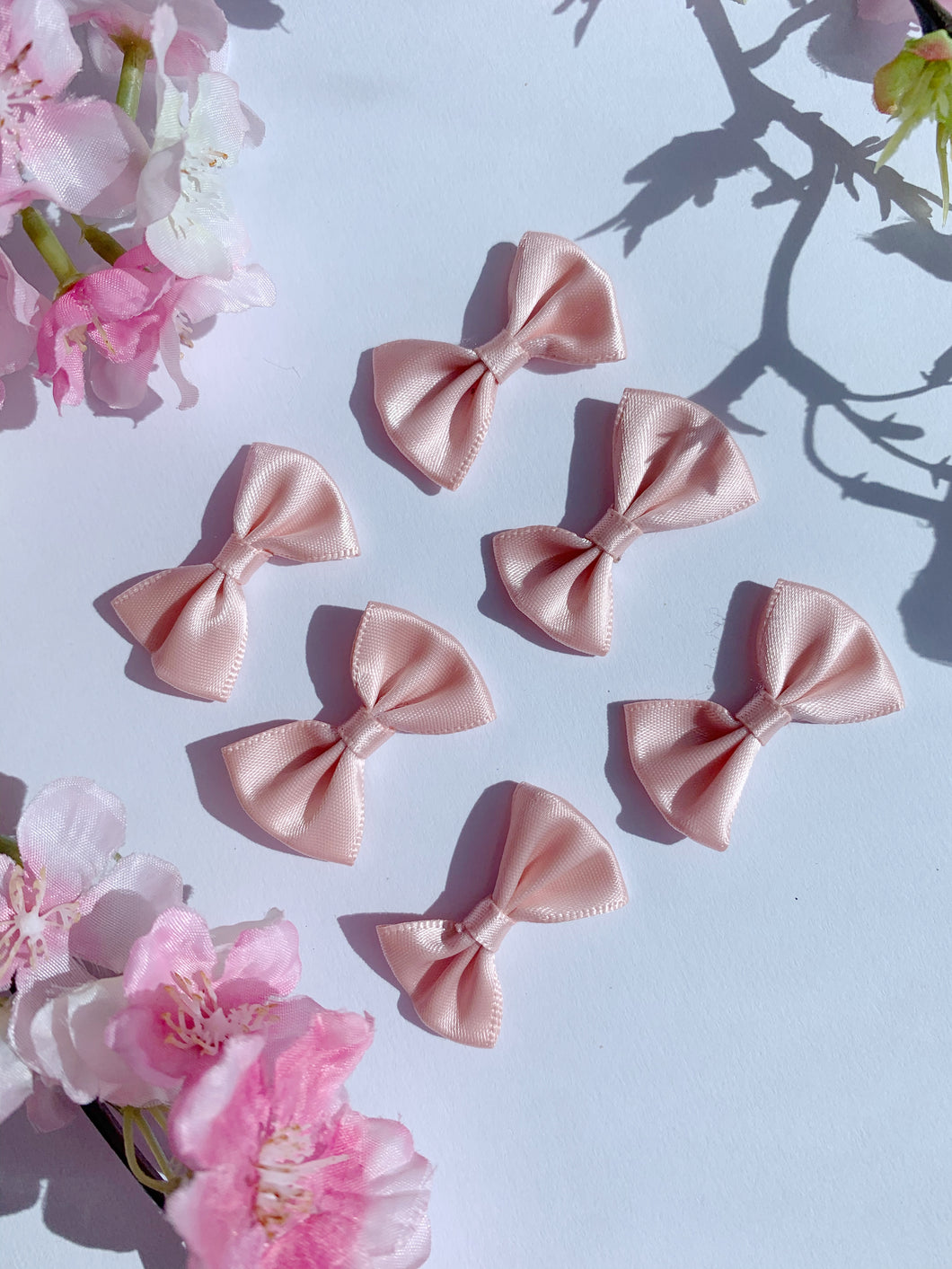 Peach pink bows 6 pack