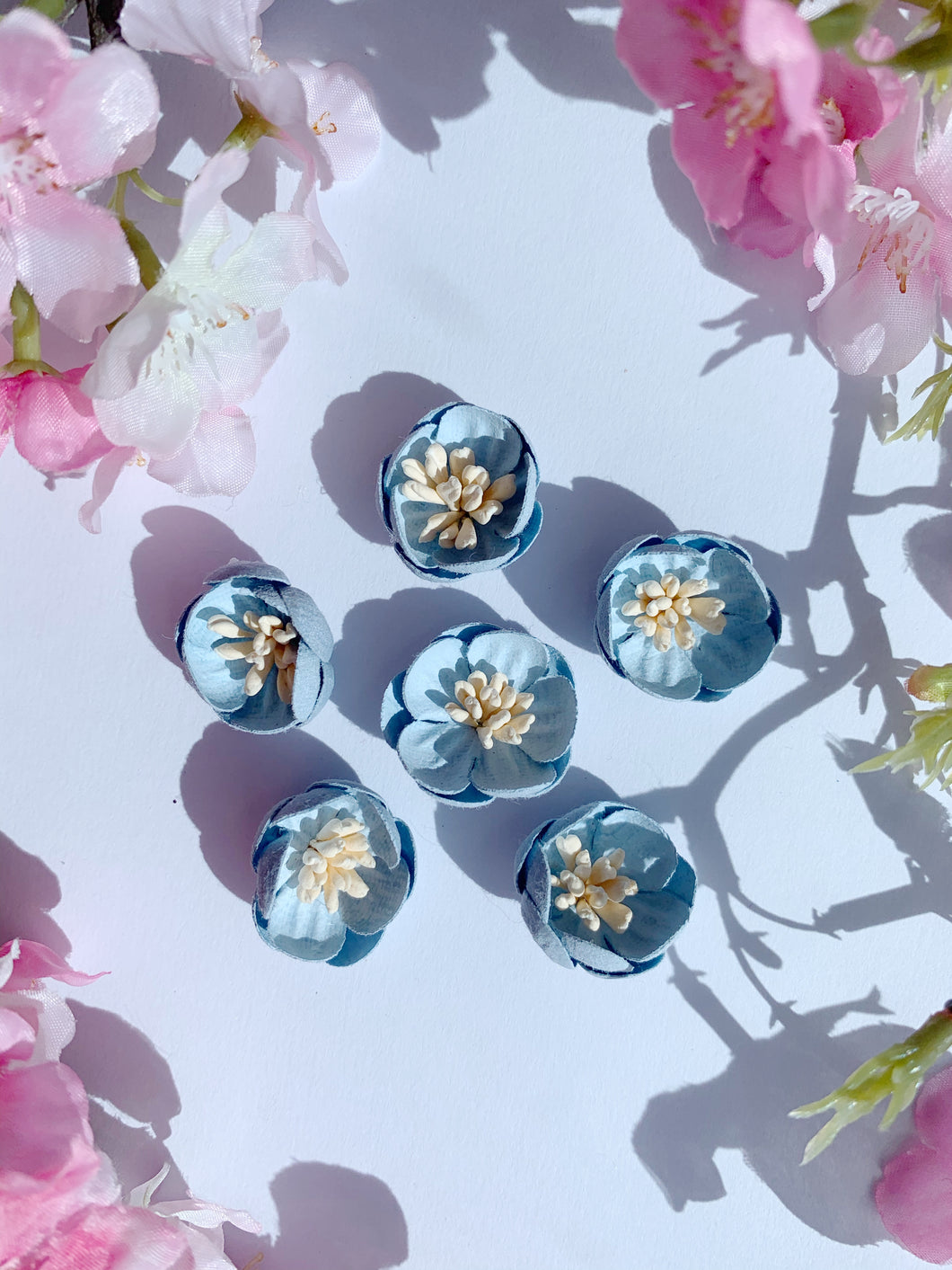 Blue leather flower 6 pack