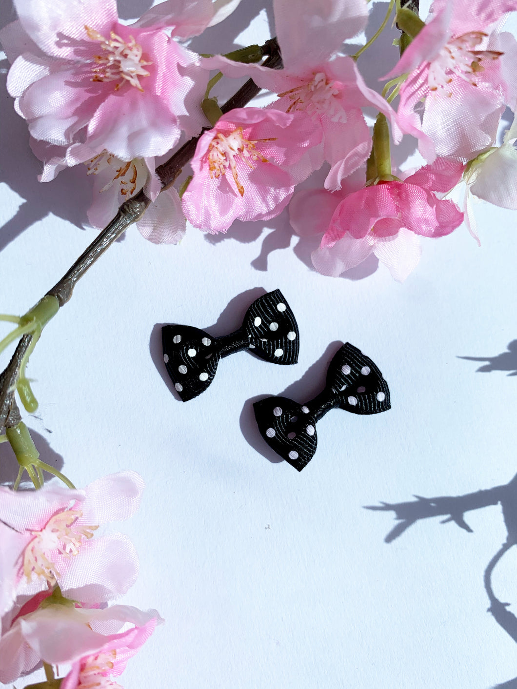 Black polka dot bows 2 pack