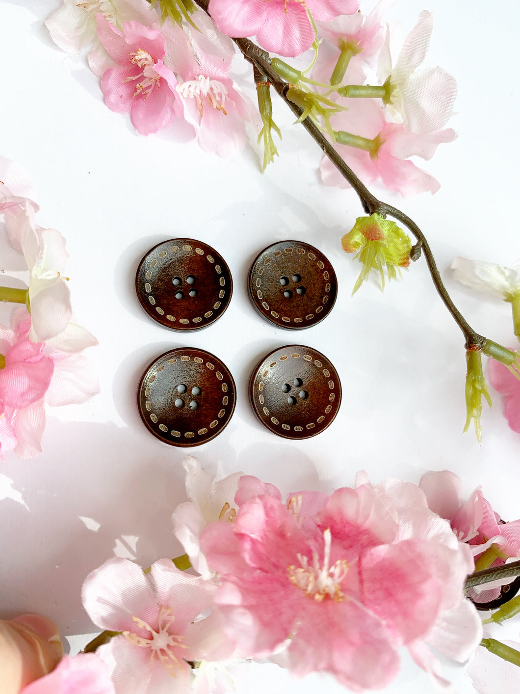 Brown wooden buttons 4 pack