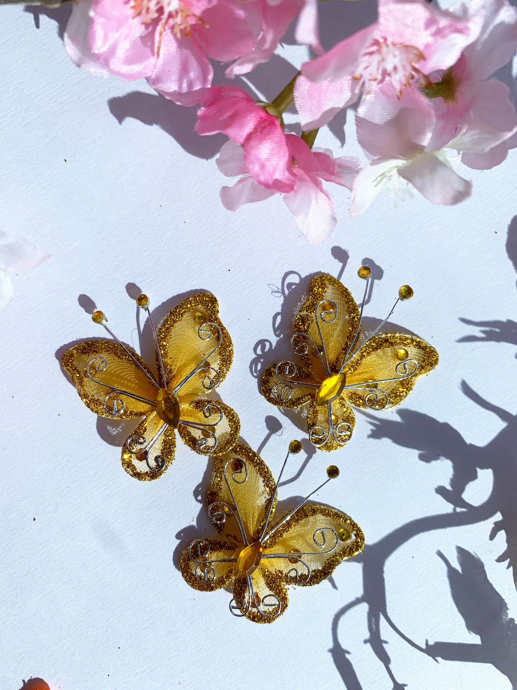 Gold glitter butterfly 3 pack