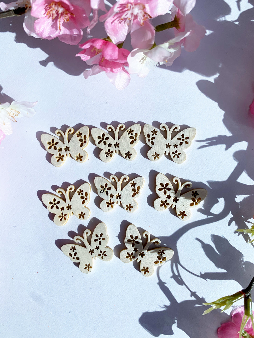 Wooden cutout butterfly 8 pack