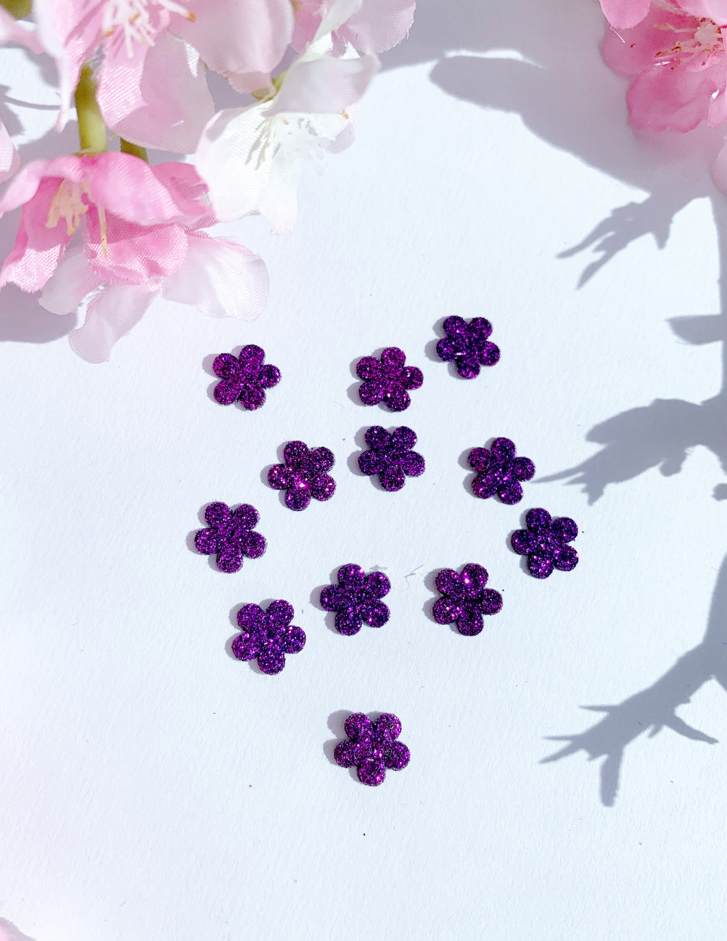 Purple glitter flower 20 pack