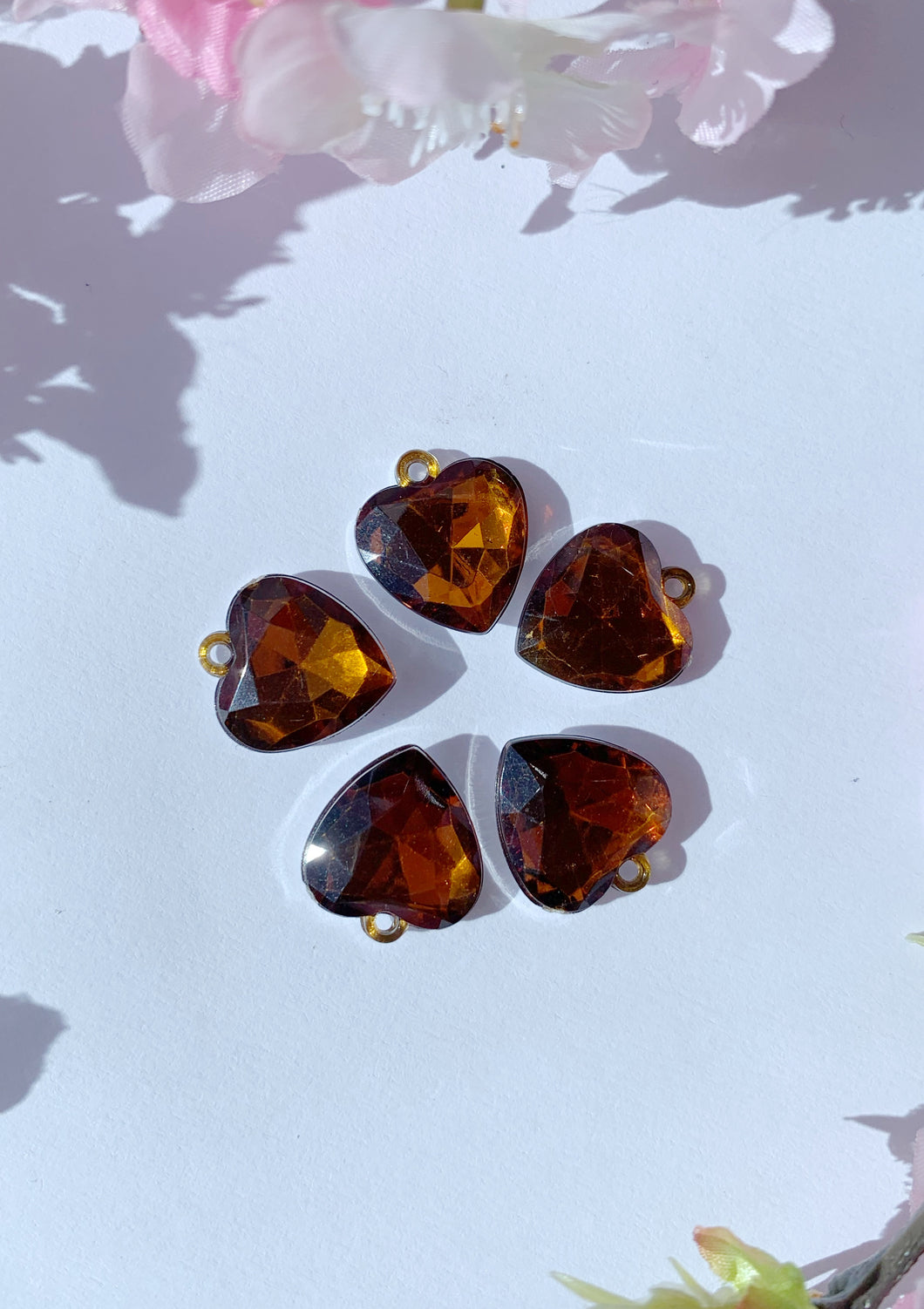 Brown heart pendant 9 pack