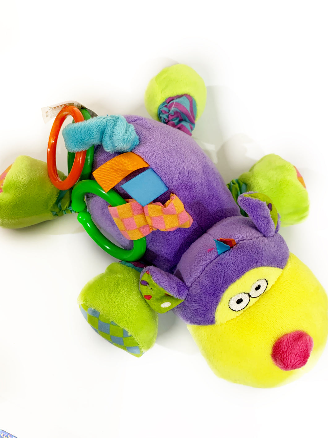 Purple baby plush rattle toy