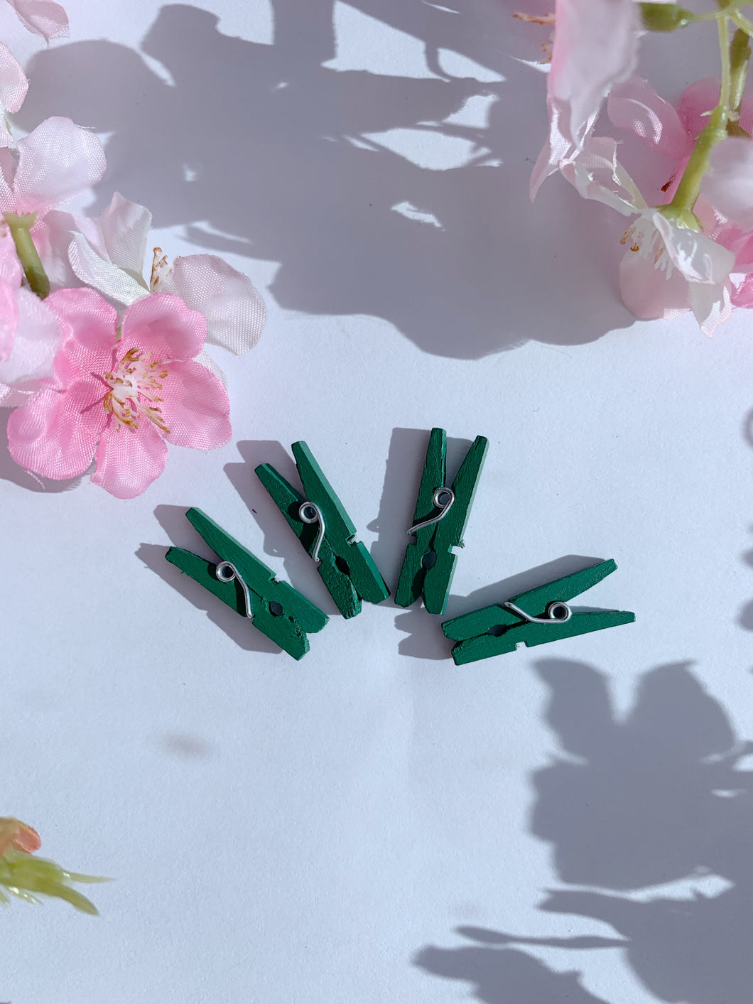 Jade green wooden pegs 7 pack