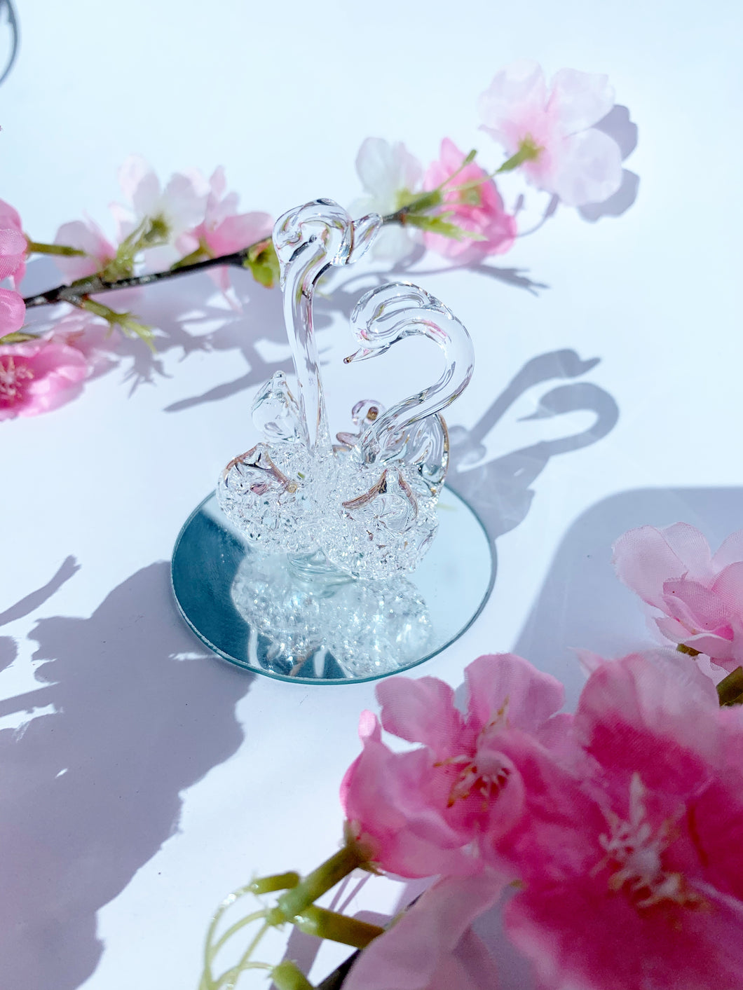 Swan crystal mirror base