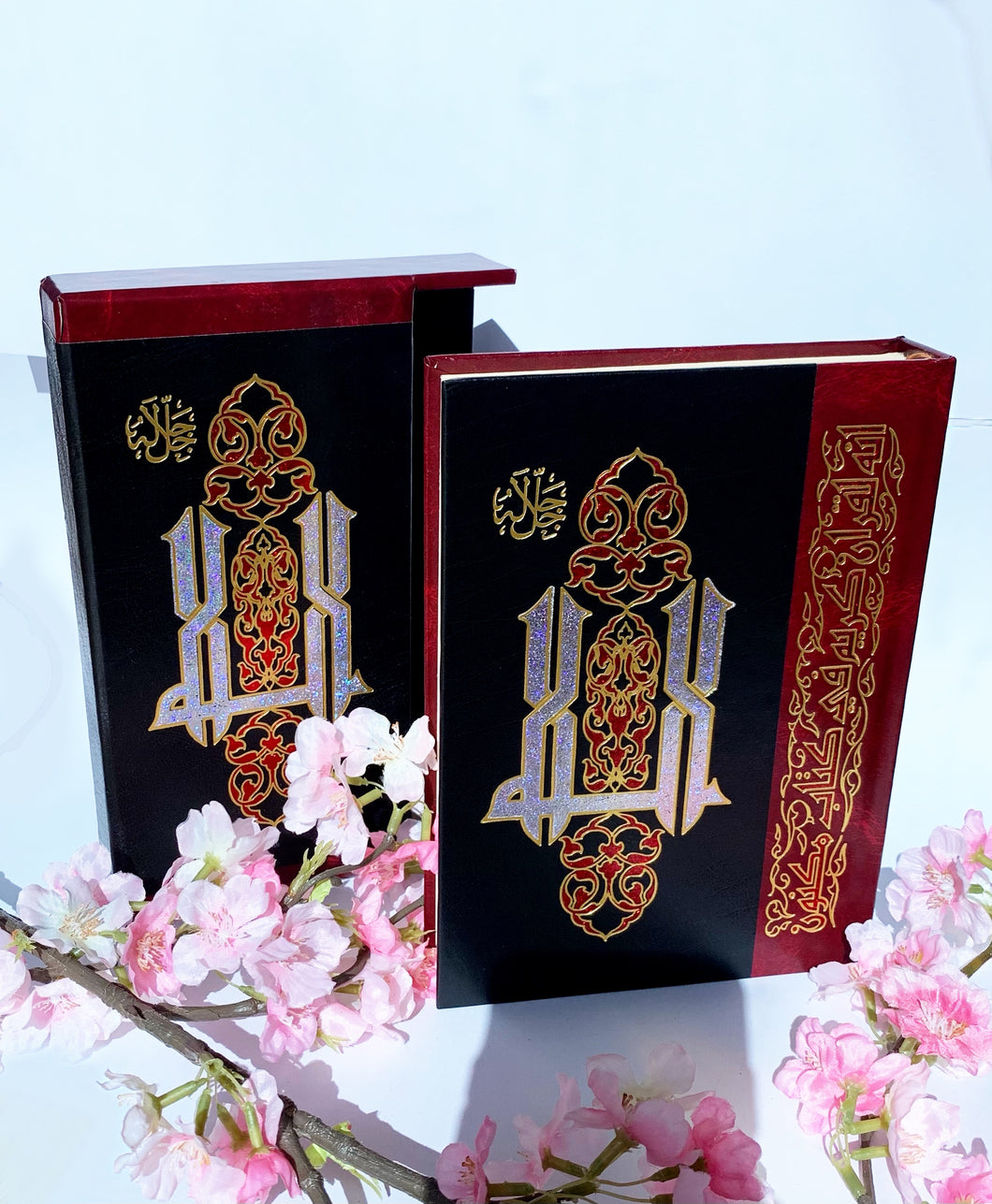 Red and black A5 Quran with case