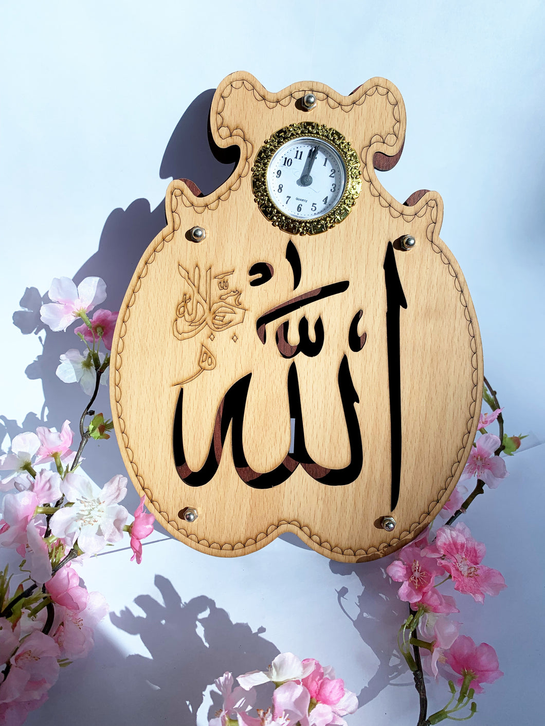 Wooden Islamic stand up frame with clock