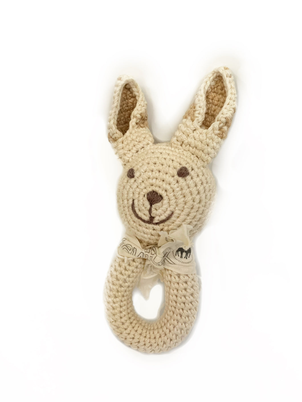 Fawn and milk organic cotton rattle