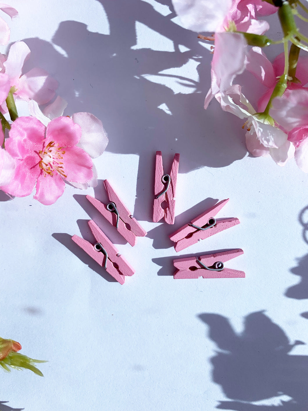 Pink wooden pegs 19 pack