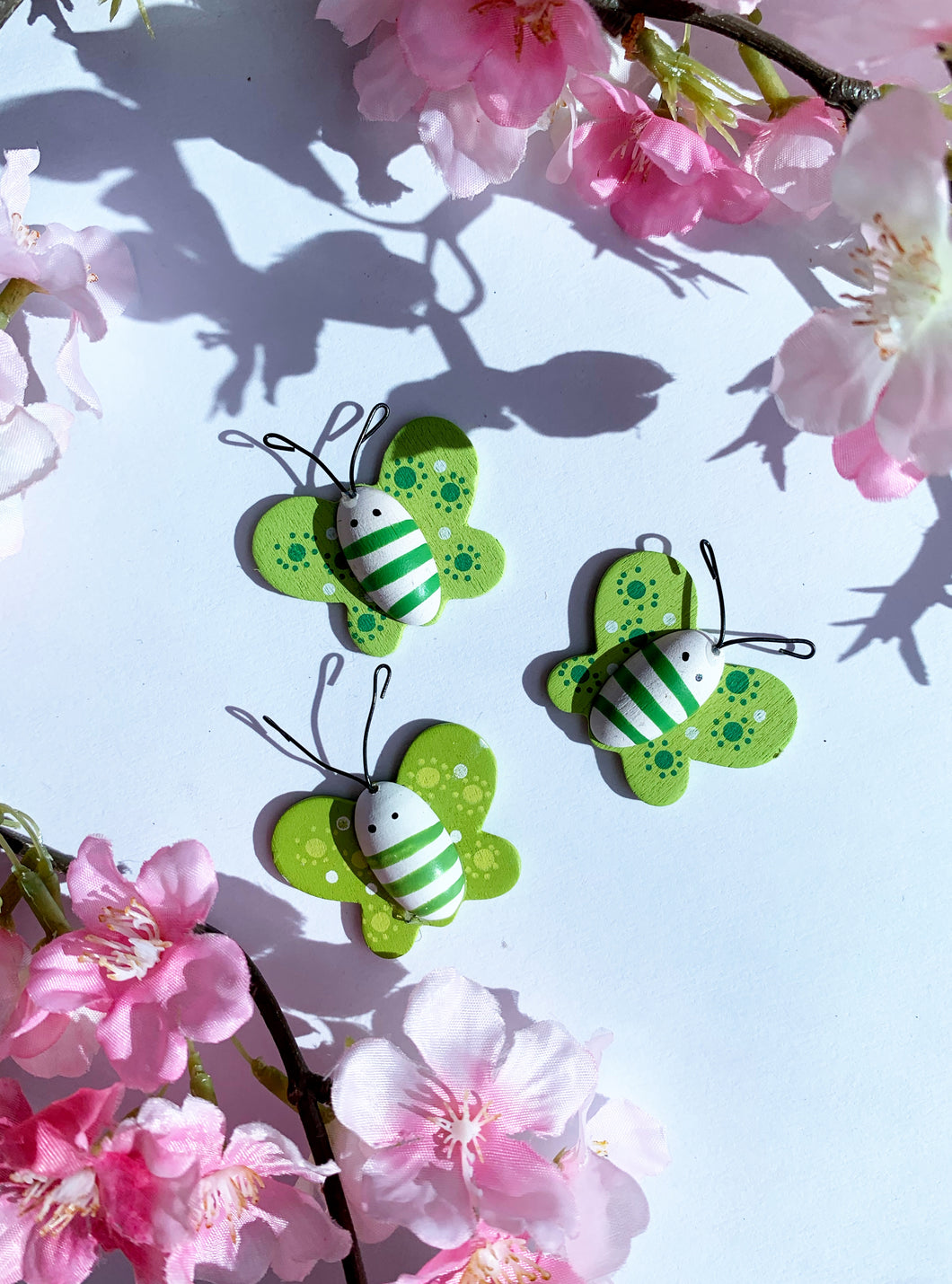 Green wooden butterfly 3 pack