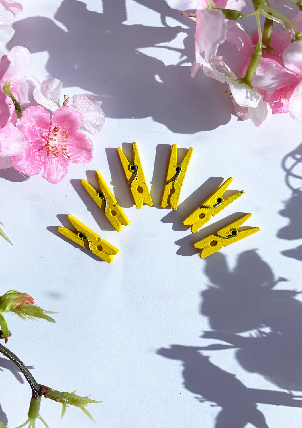 Yellow wooden pegs 15 pack